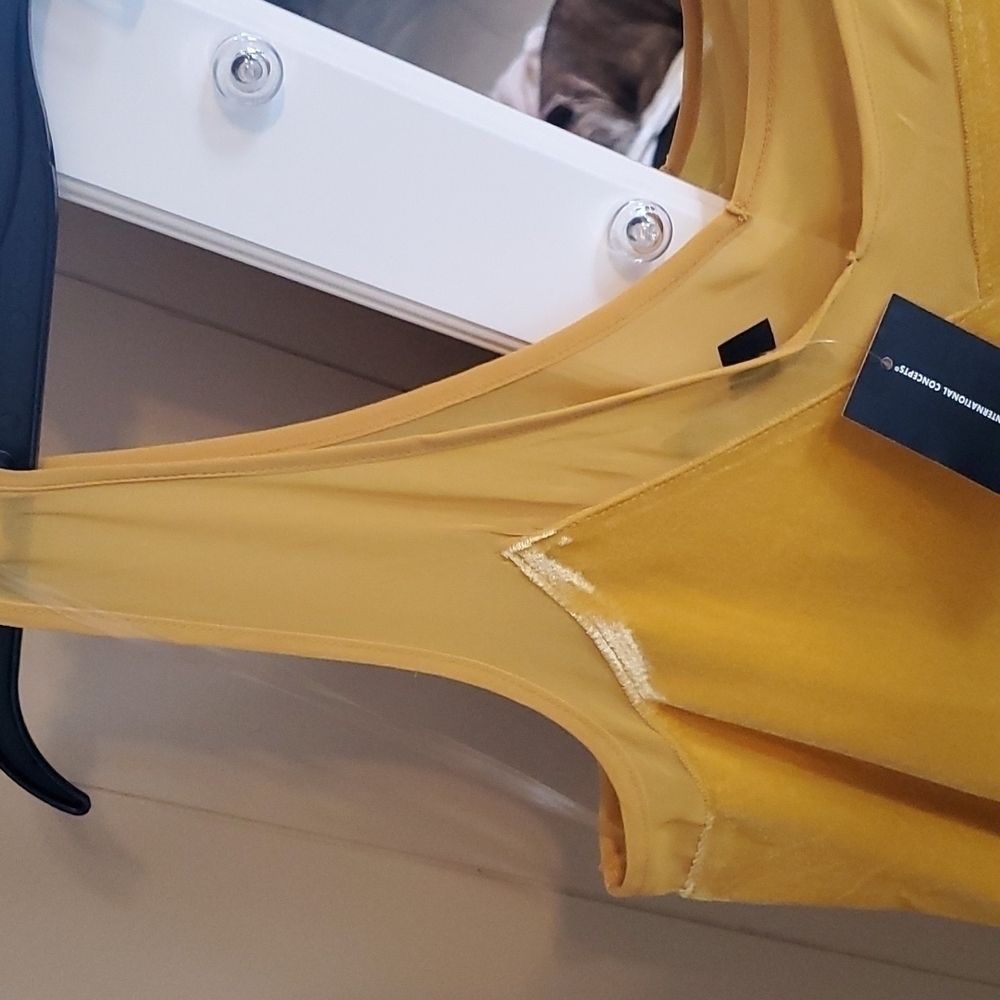 INC Gold Velour & Sheer Stretch Top - Picture 11 of 11
